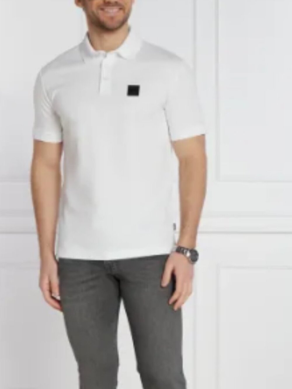 Boss Men's Parlay 143White Polo Shirt Mercerised Short Sleeves Size Large